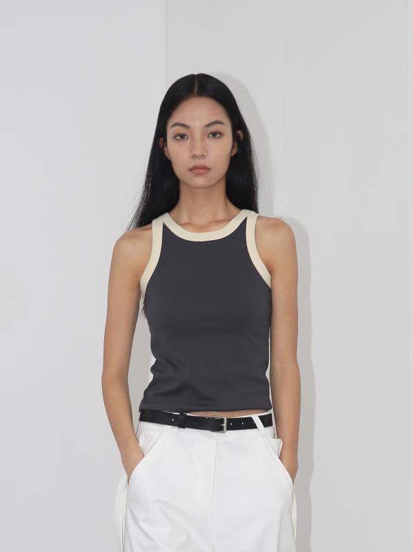 シャツ トップス ノースリーブ ランニング レディース アメリカ レトロ 春夏 秋 アウターウェア 女性用 3色 コントラスト スリムフィット タンクトップス