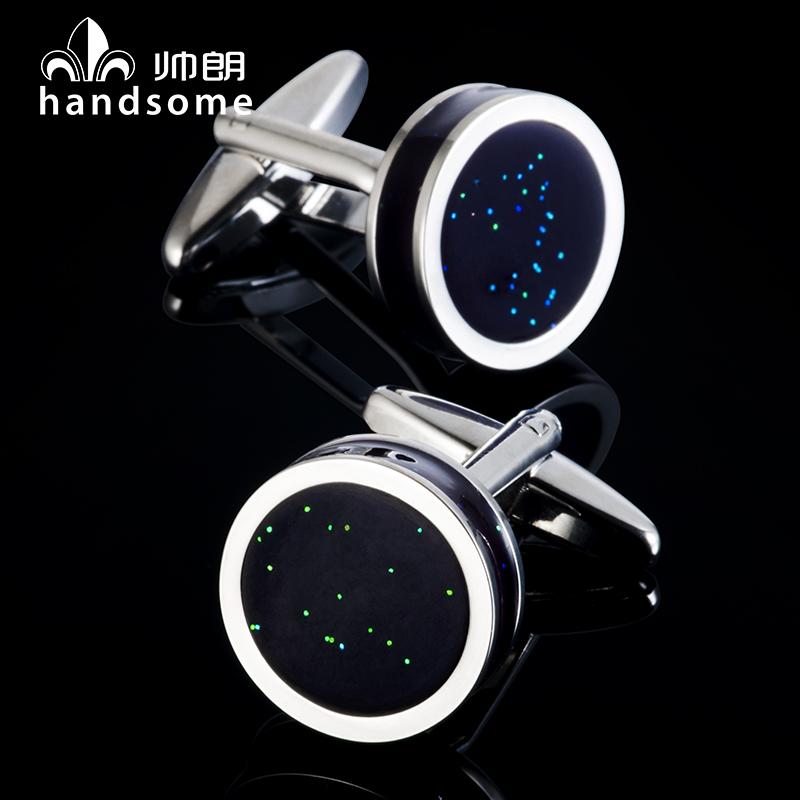 カフス ボタン スーツ アクセサリー おしゃれ 星空 黒 ラウンド カフス メンズ カフ スタッド フォーマル フレンチ シャツ カフス プラチナ メッキ