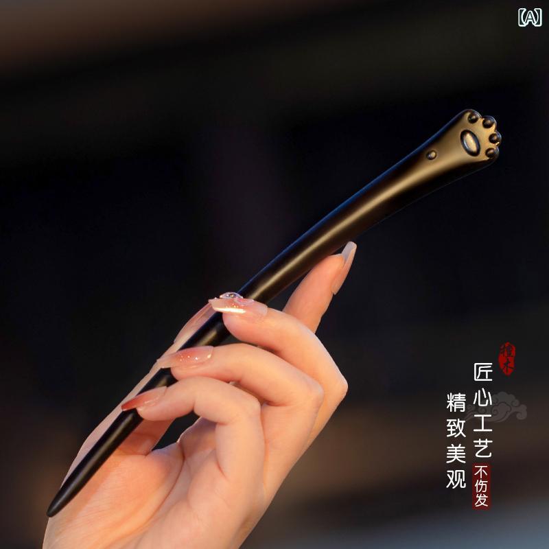 Indian Jewelry - レディース アクセサリー かんざし ヘア レトロ ヘアピン 簪 猫 爪 サンダルウッド 中華風 ハイエンド 女子 キッズ 木製