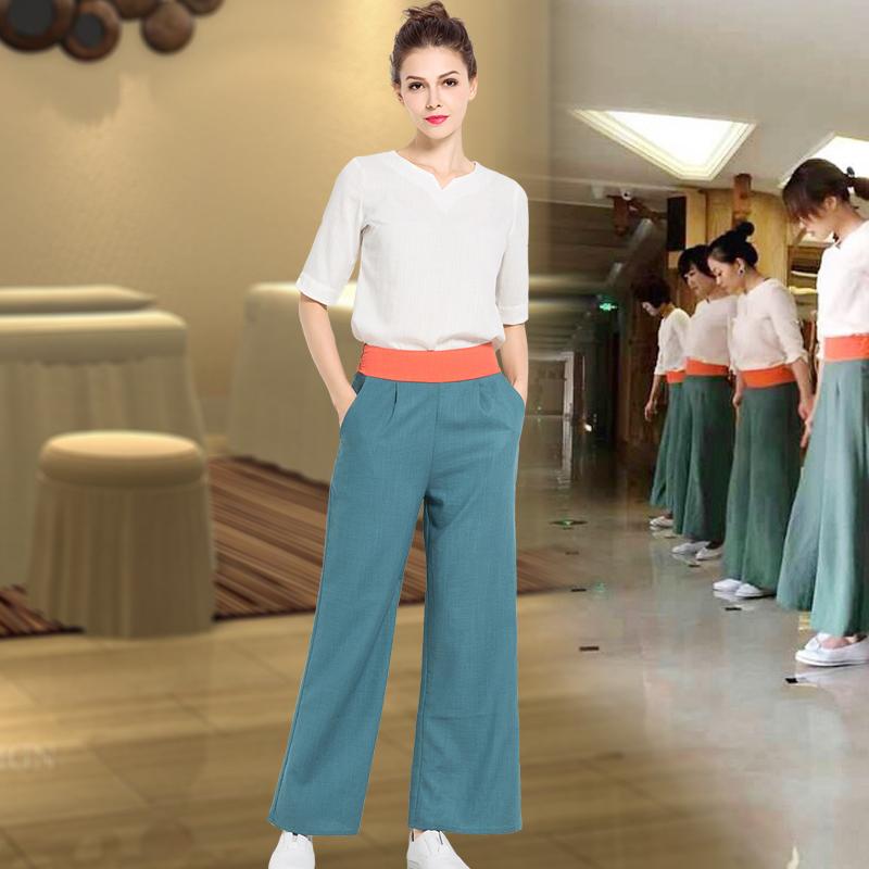 ユニフォーム 制服 おしゃれ シンプル スパ 健康 作業着 セット 秋冬 美容 技術者 ストレッチ性 エステ マッサージ 大きめサイズ 半袖 ヨガ ピラティス