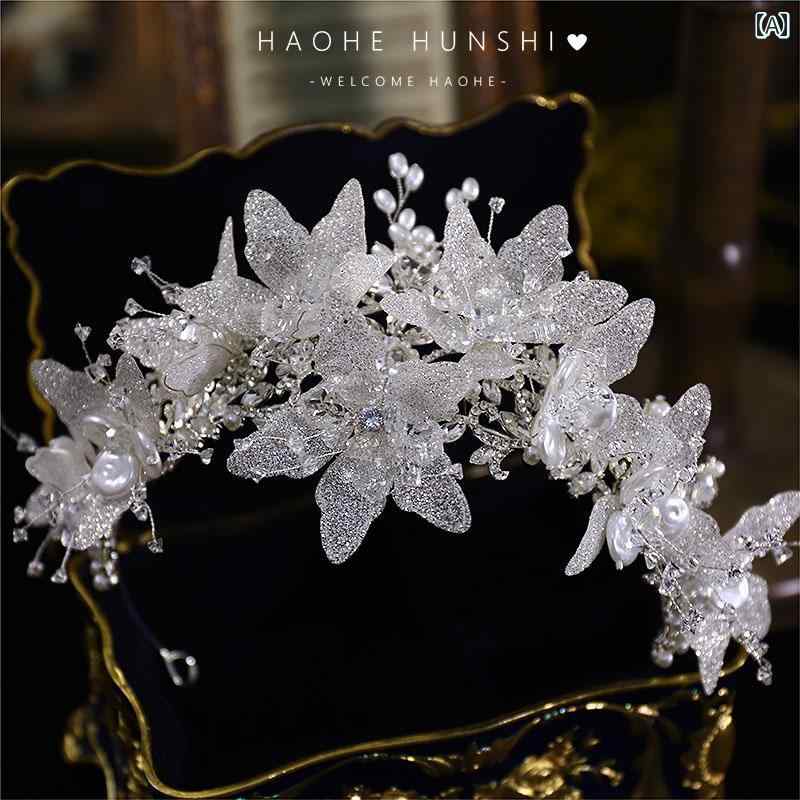 韓国 フェアリー 結婚式 花嫁 レディース 花 ティアラ フェミニン ウェディングアクセサリー フォトスタジオ