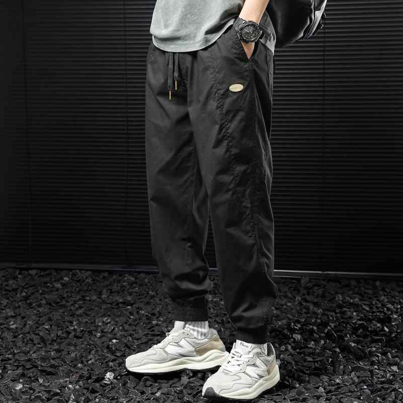 メンズ 夏 薄手 パンツ メンズカジュアル パンツ レッグ パンツ ストレッチ ウエスト 大きめサイズ 黒 カジュアル ゆったり ファッション ロング