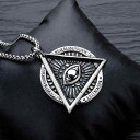 メンズ ネックレス 悪魔目 ヒップ ホップ チタン鋼 スカル フリーメーソン 神目 ペンダント
