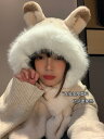 レディース 冬 かわいい ぬいぐるみ ウサギ 耳 帽子 スカーフ 韓国 耳保護 帽子 裏起毛 厚手 ロシア 帽子