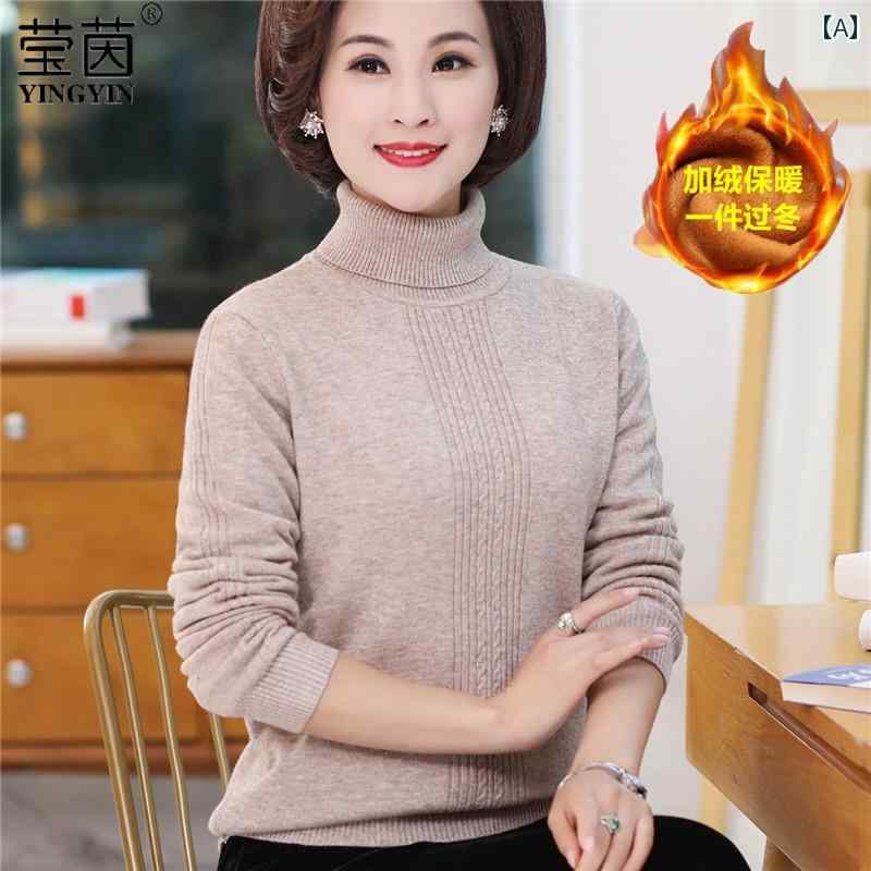 セーター タートルネック シンプル カジュアル おしゃれ 普段着 きれいめ 上品 レディース ミセス マダム 年輩 婦人服 ファッション 大きめサイズ 冬