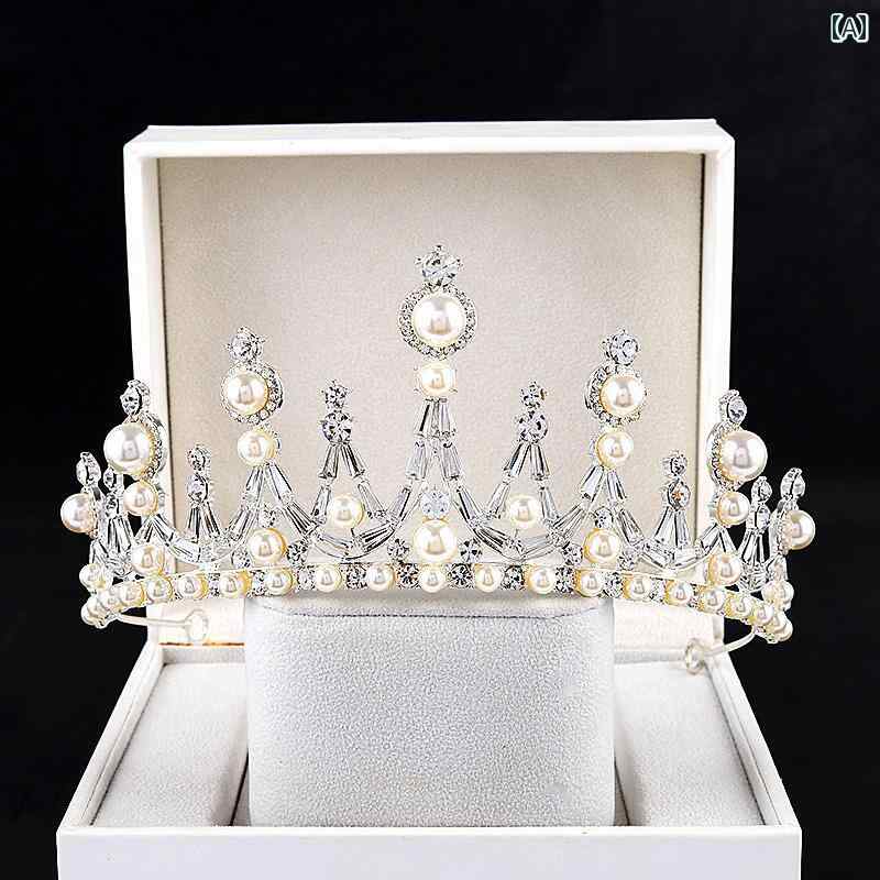 セキュアデポのティアラ クラウン 王冠 ビジュー 結婚式 韓国 ジュエリー ヘアアクセサリー 髪飾り カチューシャ ウェディング 大人 レディース 大人式 エレガント 結婚式 アクセサリー 頭飾り 撮影 小道具 レディース｜アングル2
