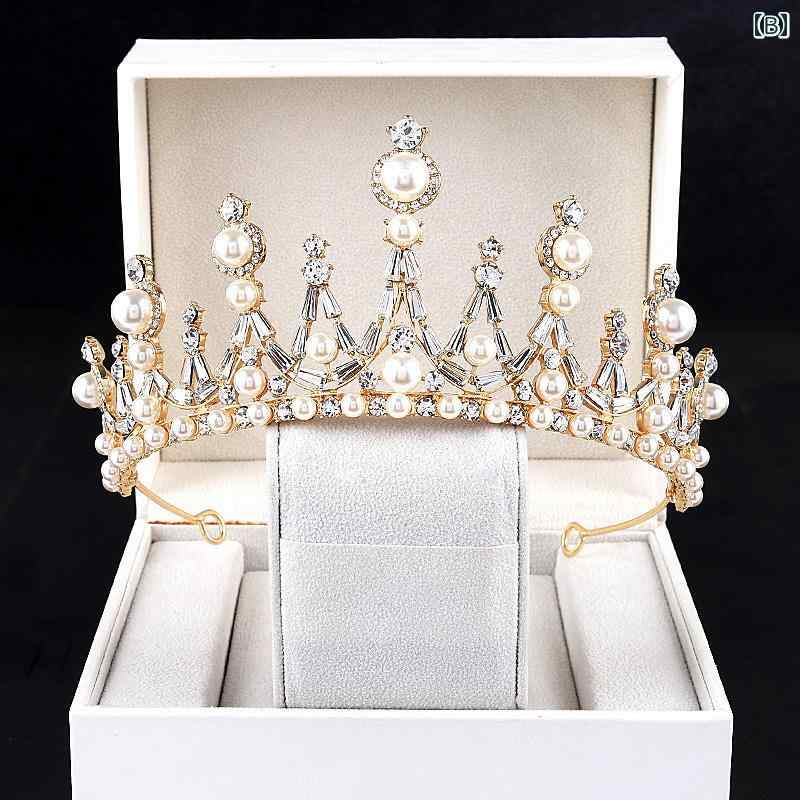 セキュアデポのティアラ クラウン 王冠 ビジュー 結婚式 韓国 ジュエリー ヘアアクセサリー 髪飾り カチューシャ ウェディング 大人 レディース 大人式 エレガント 結婚式 アクセサリー 頭飾り 撮影 小道具 レディース｜アングル3