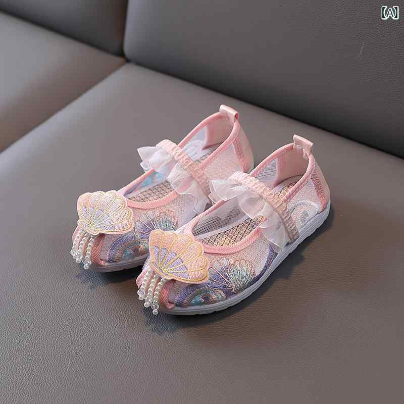 シューズ 靴 子供靴 かわいい メリージェーン 歩きやすい キッズ 女の子 漢服 春秋 子供 プリンセス 刺繍 小さい 女の子 チャイニーズスタイル