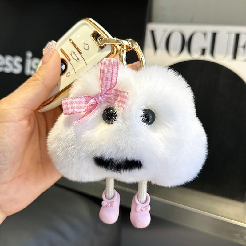 Other - キーホルダー ぬいぐるみ もこもこ ファー かわいい 小さめ 雲 ペンダント ファーアクセサリー バッグ 人形 車 キーチェーン