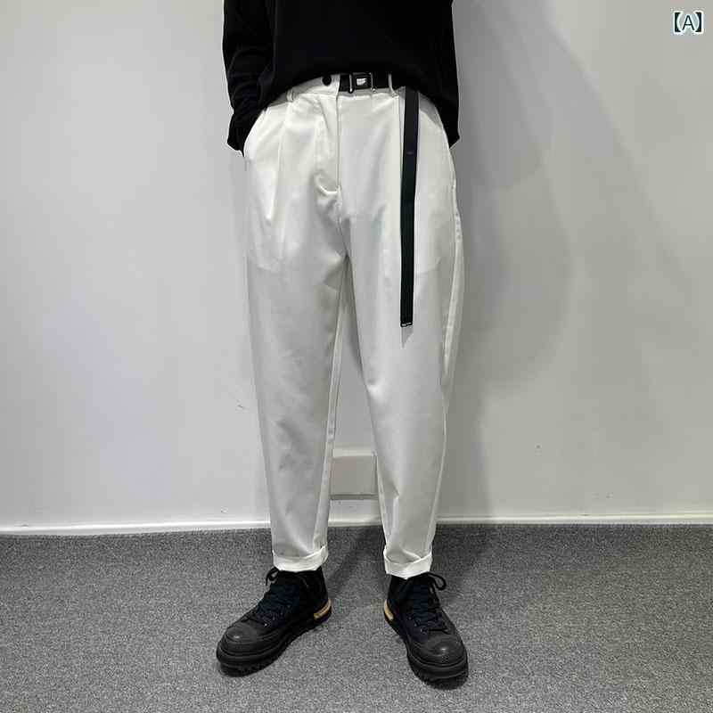 メンズ 紳士服 パンツ ボトムス ダーク シンプル ユニーク レトロ モード フリーサイズ ブラック 春