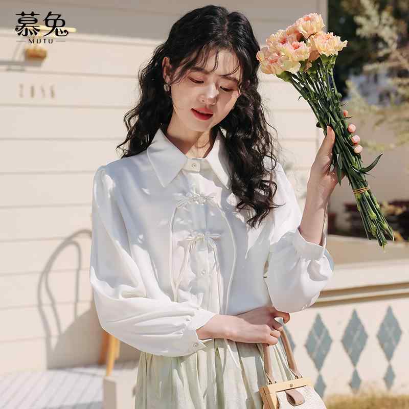 樂天商城 - シャツ トップス レディース ファッション カレッジ 大人かわいい 中華風 ディスク ボタン タッセル 女性 春 ユニーク 長袖