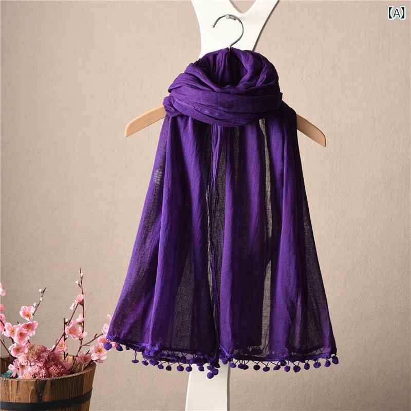 インディアン スカーフ ショール エスニック スタイル レトロ ソリッド カラー コットン リネン スカーフ トラベル 女性用 8 色 オプション 春夏 エキゾチック