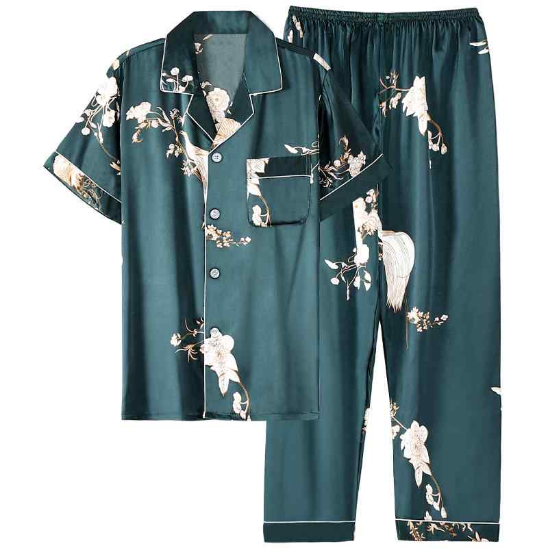 パジャマ ルームウェア ナイトウェア メンズ 夏 冷感 半袖 ズボン ホーム サービス 夏 薄手 大きめ サ..