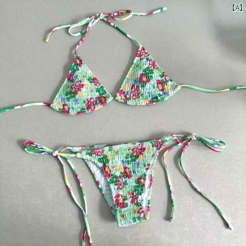 レディース ビキニ 水着 プール ビーチ 海水浴 女性 花柄 魅惑的 プッシュアップ ストラップ プリーツ スタイリッシュ ガール アイランド サーフィン 休暇