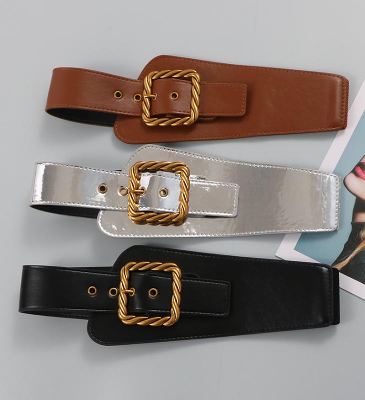 ドレス レディース 秋 冬 ベルト おしゃれ アメリカ ツイスト バックル 装飾 スーツ スリム ワイド ガードル