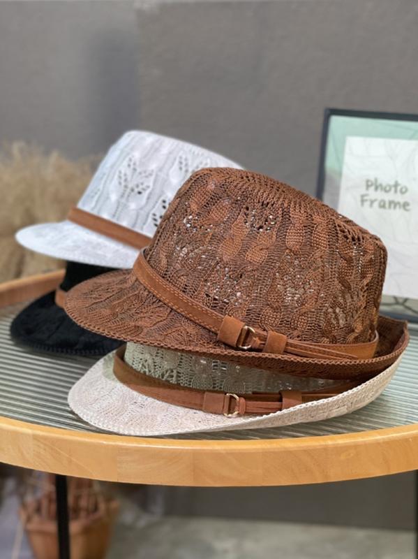 ジャズハット 帽子 ハット ハット 通気性 薄手 ファッション カジュアル サンハット レディース フリー..