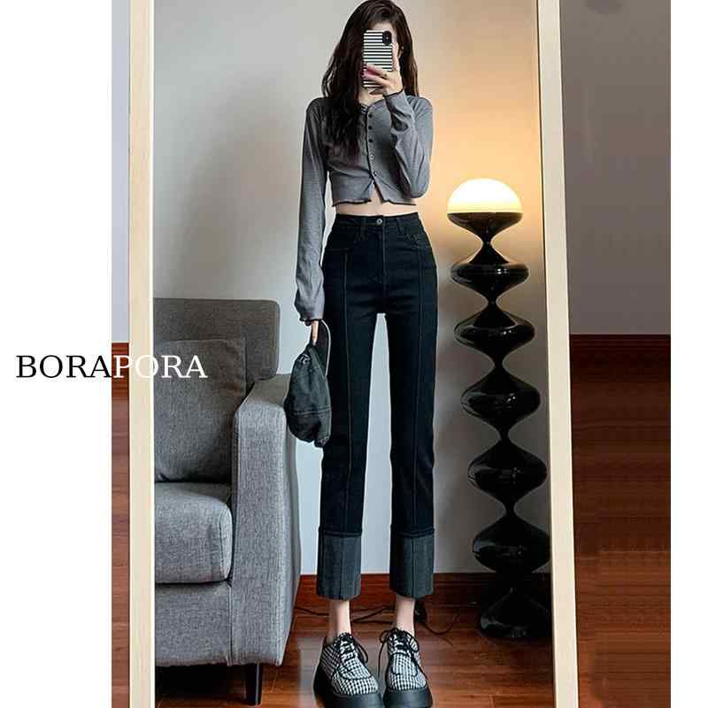 パンツ デニム レディース 女性 ハイウエスト ストレート レッグ ジーンズ 秋 黒 タイトフィット スリム 多目的 シガレット パイプ