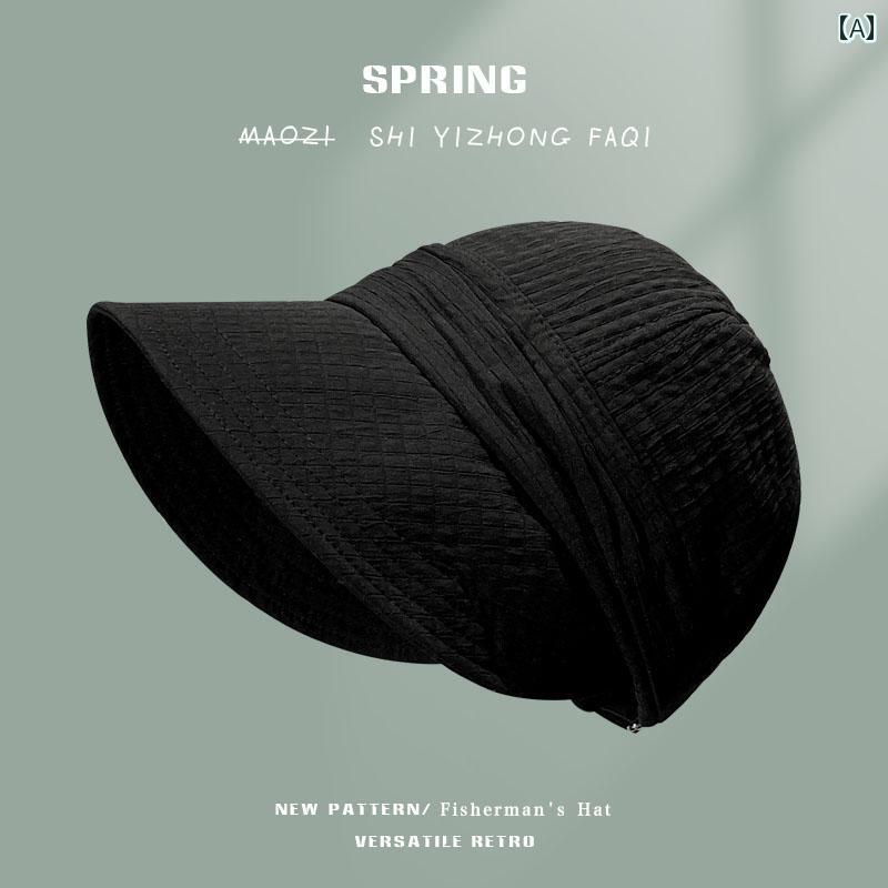 釣り 帽子 アウトドア 登山帽 レディース フィッシャーマン ハット 春秋 プリーツ チェック 和風 顔 覆い 顔 見せてくれる 小さめ アヒル 舌 日よけ 帽子