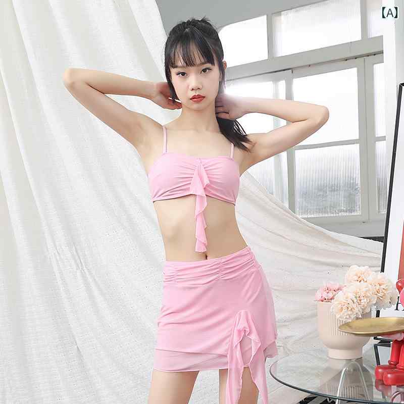 レディース 夏 カジュアル 水着 おしゃれ かわいい ビーチ リゾート プール 学生 カレッジ 大人女性 女の子用 セパレート ピンク ノースリーブ 胸パッド付き 背中 開いた スカート スタイル 旅行用