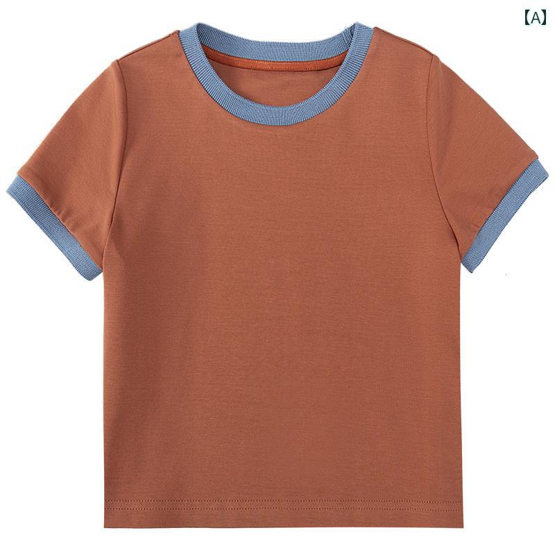 Other - トップス Tシャツ キッズ おしゃれ ナチュラル 子供服 オレンジ 子供用 綿 通気性 半袖 男の子 女の子 夏 薄手 スタイル