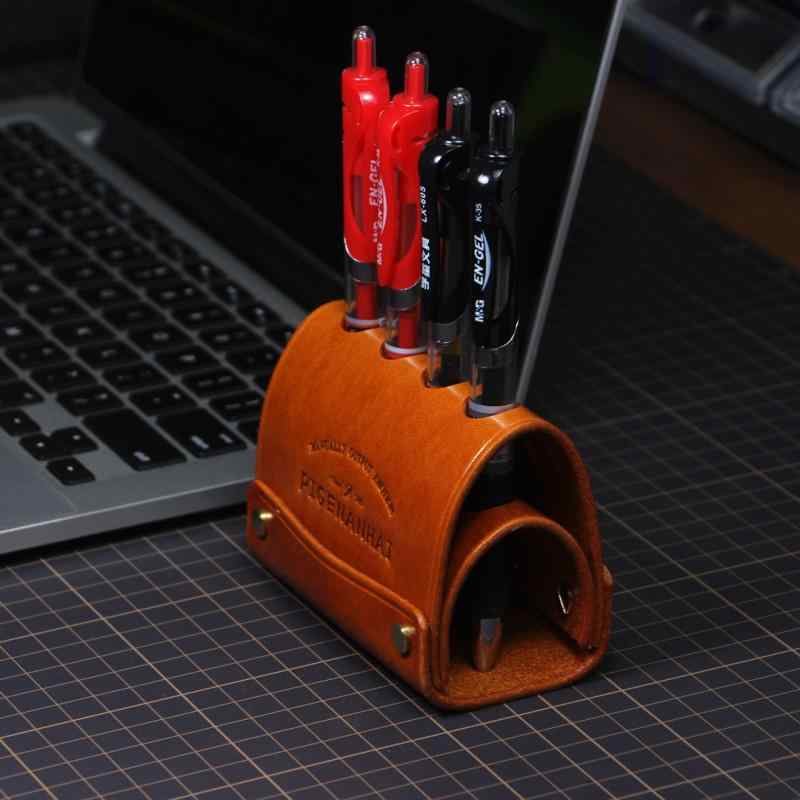 ペン立て ペンホルダー 卓上 オフィス デスク 文具 収納 レザー 革 雑貨 小物