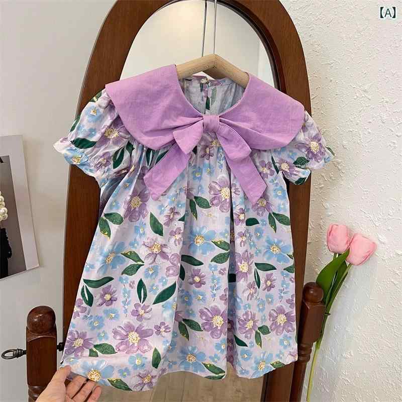 ドレス ワンピース かわいい キッズ ファッション 夏 スタイル 韓国 スタイル 女の子 ビッグ 花柄 女児 赤ちゃん プリンセス