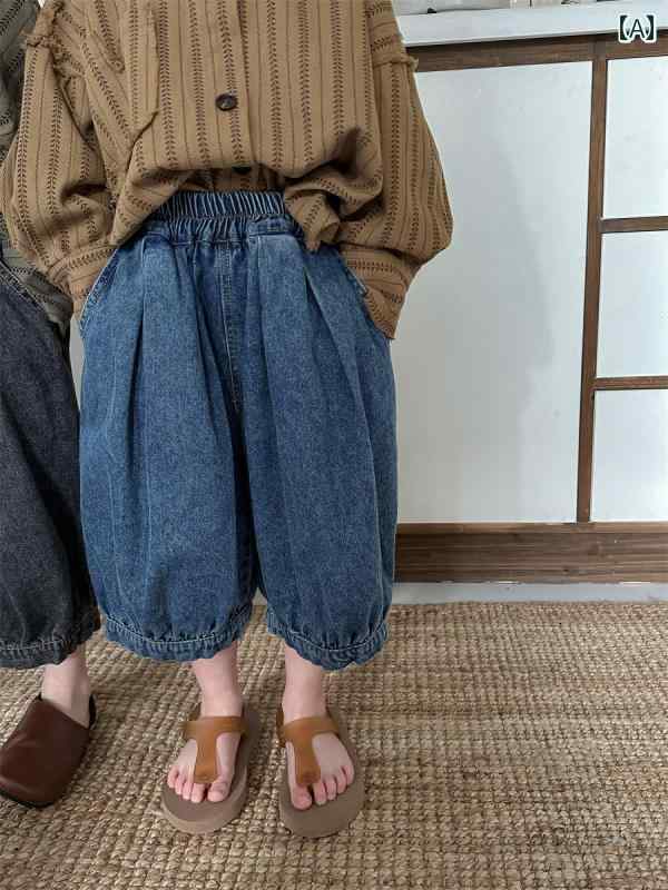 パンツ キッズ カジュアル 動きやすい 男の子 女の子 子供用 ジーンズ ブルマー 春 韓国 ベビー ゆったり