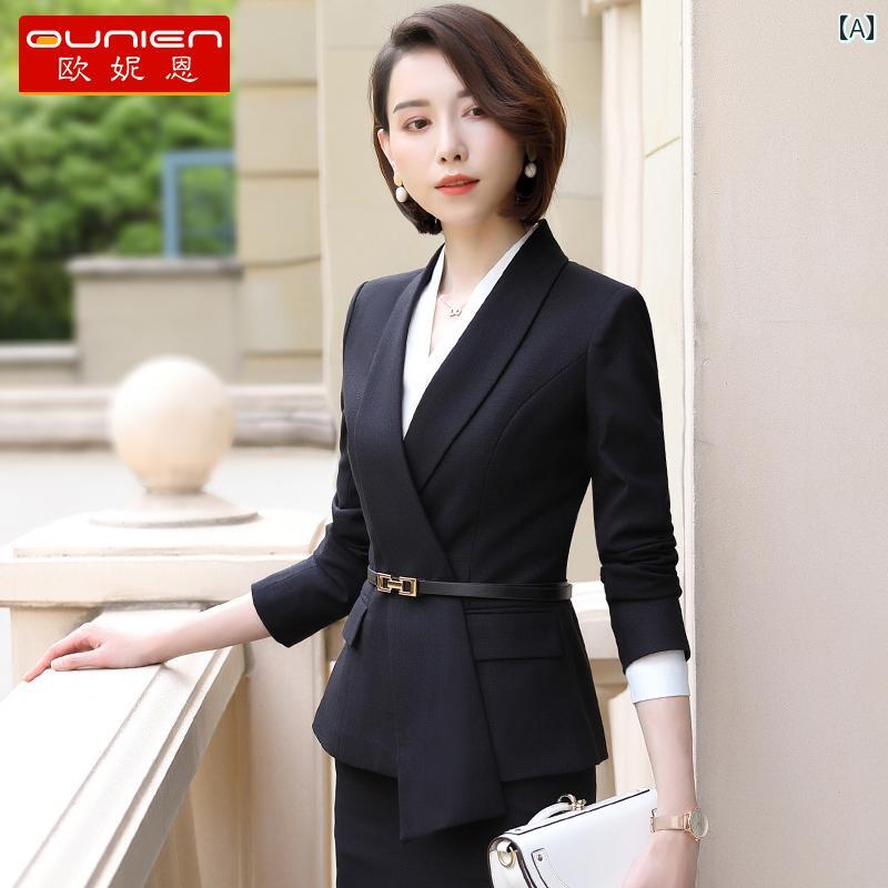 レディース スーツ 制服 カジュアル シンプル オフィス ビジネス ブリティッシュ 大人 レディース 洗練 きちん感 スタイリッシュ 大きめサイズ 春秋