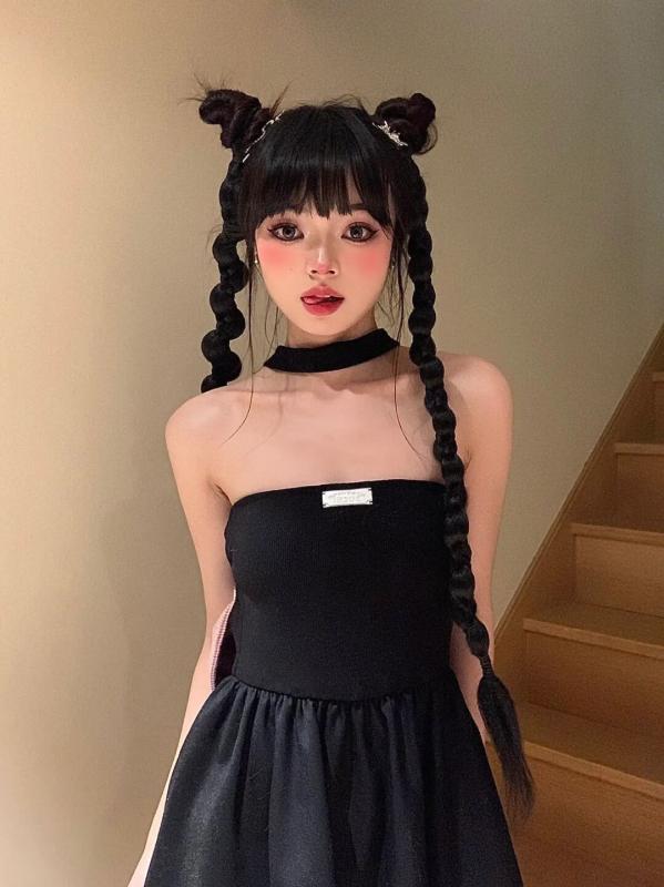 レディース ウィッグ ワンタッチ おしゃれ 三つ編み レディース ツイスト ロング レトロ ファッション ダブル ポニーテール ヘアアクセサリー 三つ編み ドレッドヘア