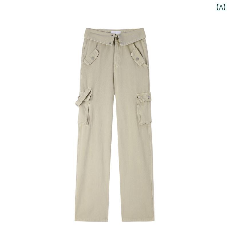 Straight Jeans - パンツ デニム レディース アメリカン ストレート レッグ ワーク ジーンズ スリム 夏用 レディース グレー ストレート レッグ フロア レングス ワイド レッグ