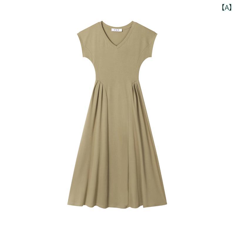 レディース 夏 フレンチ レトロ ドレス かわいい ワンピース シック ユニーク ウエスト スリム a ライン スカート