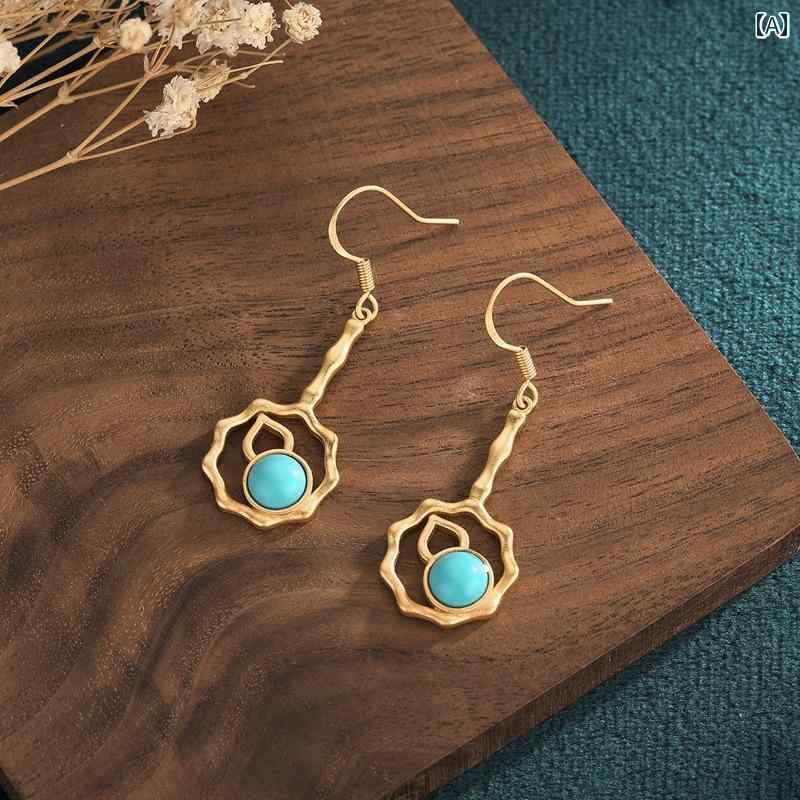 橙色 - ピアス おしゃれ レディース ファッション アクセサリー オールシーズン ジュエリー 耳飾り エスニック ピアス フェイク ターコイズ
