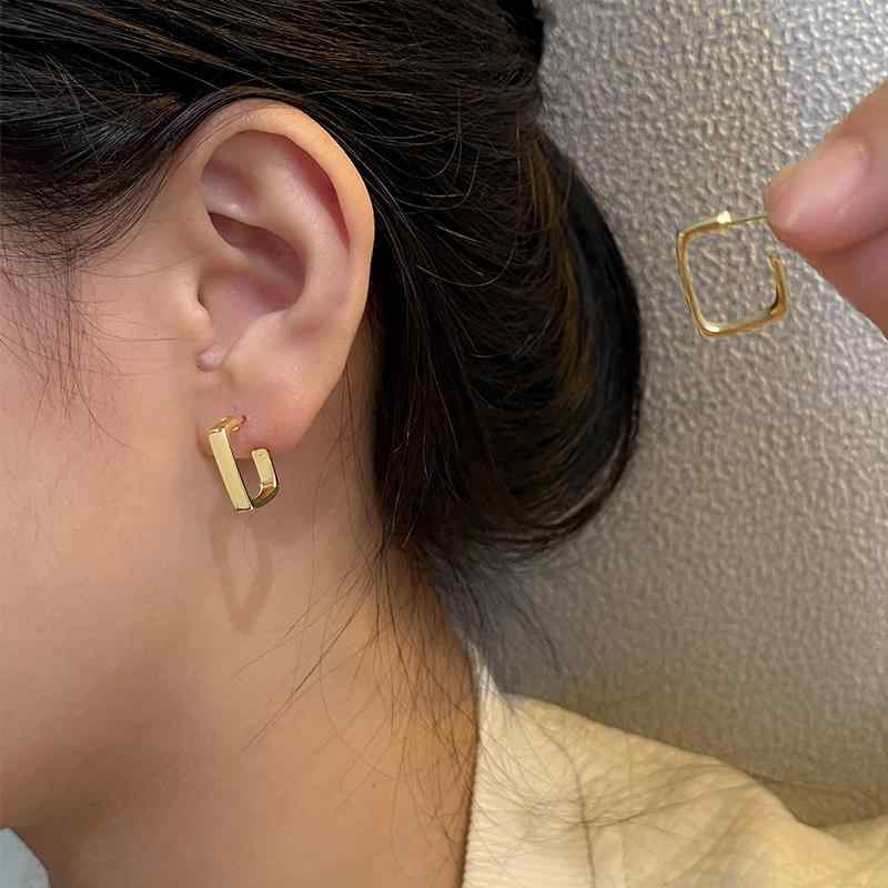 ピアス S925 シルバー ニードル 韓国 スクエア ピアス レディース 光沢 ファッション アクセサリー 装飾品 ジュエリー
