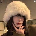 帽子 防寒 あったかい 漁師 女性 秋冬 顔 見せ ウサギ 毛皮 暖かい 耳保護 ウール 韓国 ニット ビッグ ヘッド