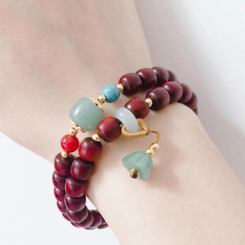 アクセサリー ブレスレット 木 腕輪 ビーズ イベント アジアン レトロ チャイナ風 エスニック オリエン..