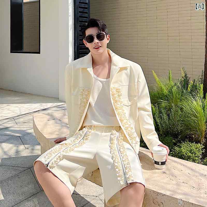 ジャケット メンズ キャットウォーク スプライシング ショート スーツ ハイエンド ツーピース スーツ