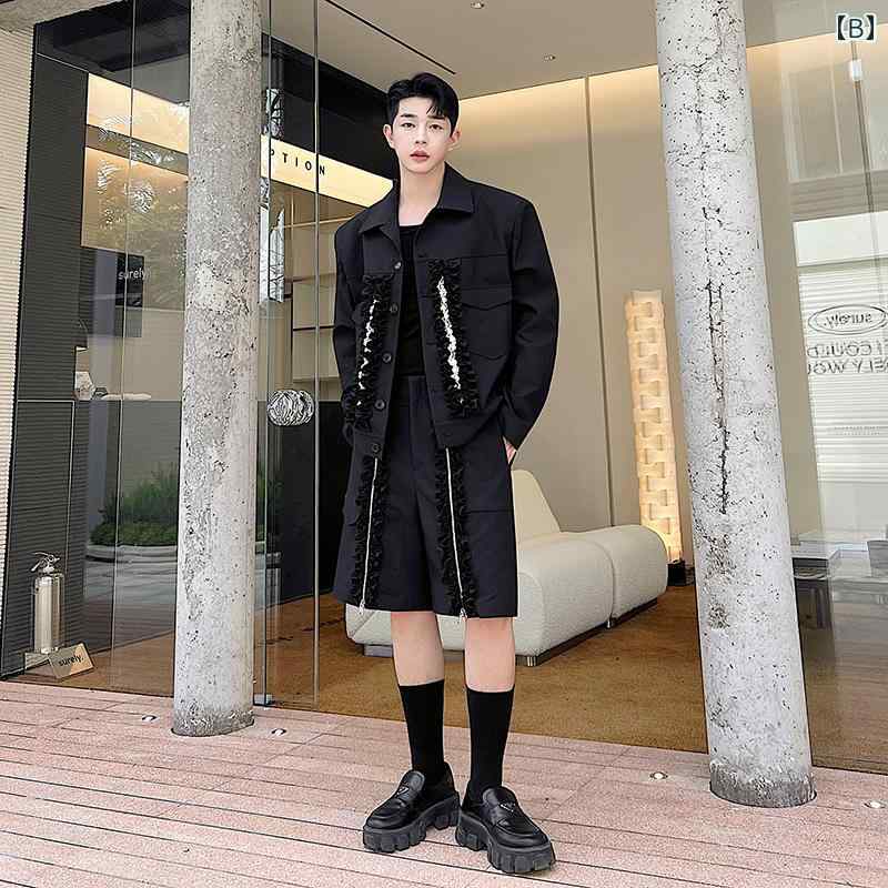 ジャケット メンズ キャットウォーク スプライシング ショート スーツ ハイエンド ツーピース スーツ