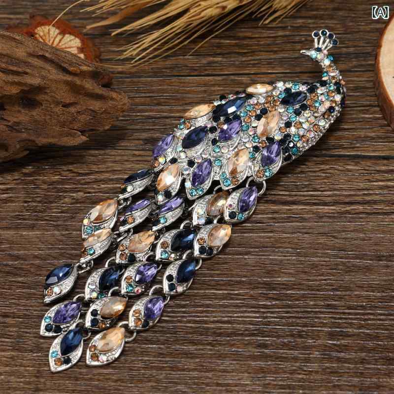 ブローチ 上品 セレモニー 孔雀 ブローチ ハイエンド 女性 レトロ ハイエンド コサージュ 金属製 ウェディング スーツ 洗濯 ピン 高級感