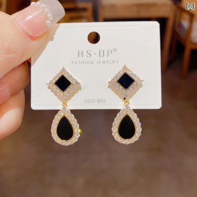 ピアス 大人 かわいい アクセサリー レディース S925 シルバー ニードル ファッション ブラック ピアス..