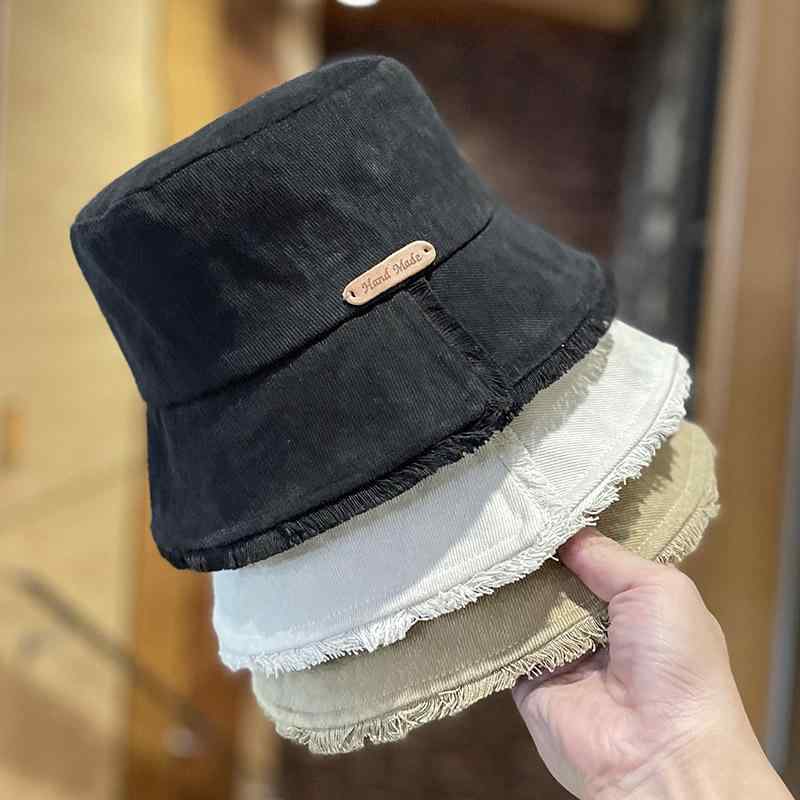 秋 冬 釣り 帽子 アウトドア 登山帽 ほつれた 漁師 帽子 女性 韓国 屋外 日よけ 日焼け防止 バケット ハット