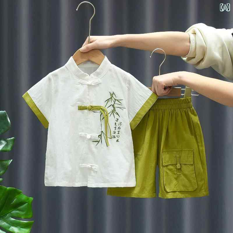 ドレス 漢服 子供服 夏服 民族衣装 かわいい COS チャイニーズ スタイル 子供用 男の子用 中華 スーツ 男の子用 1歳 夏用 中華 唐服 男の子用 エスニック 服 子供服