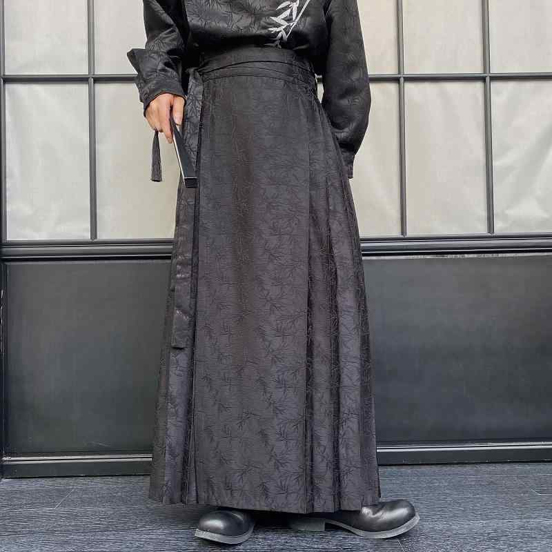 スカート メンズ 秋 カジュアル 中華風 伝統的 ジャカード 中華風ゆったり レトロ プリーツ a ライン