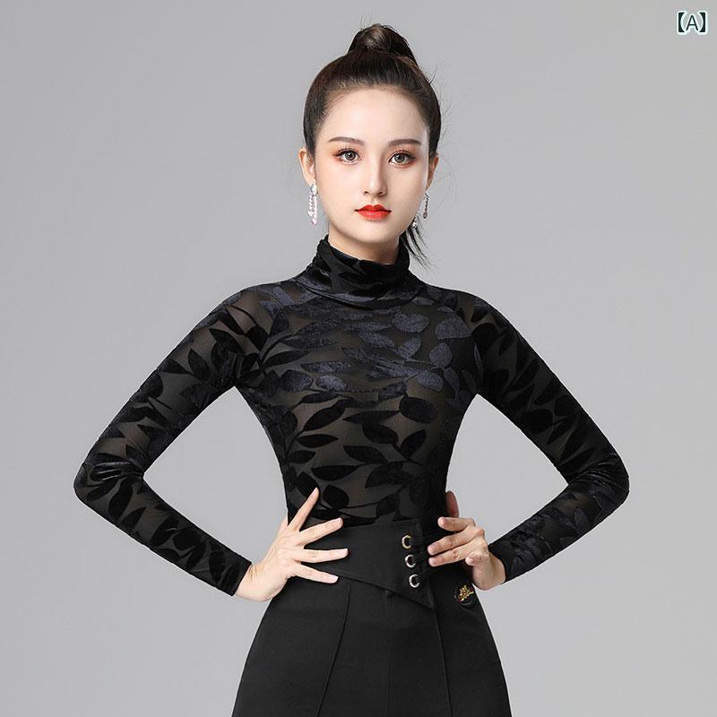 樂天商城 - レディース ダンス トップス 社交 秋冬 モダン ストレッチ ラテン 服 女性