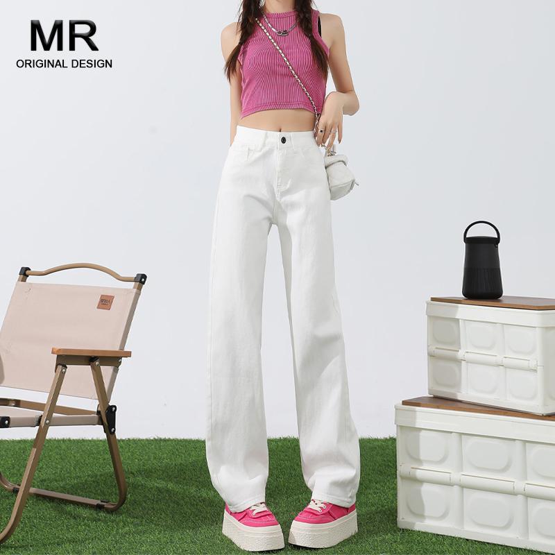 Other - パンツ デニム レディース カジュアル スタイリッシュ 女性 白 ハイウエスト ストレート ジーンズ 春 小さい スリム ワイド レッグ