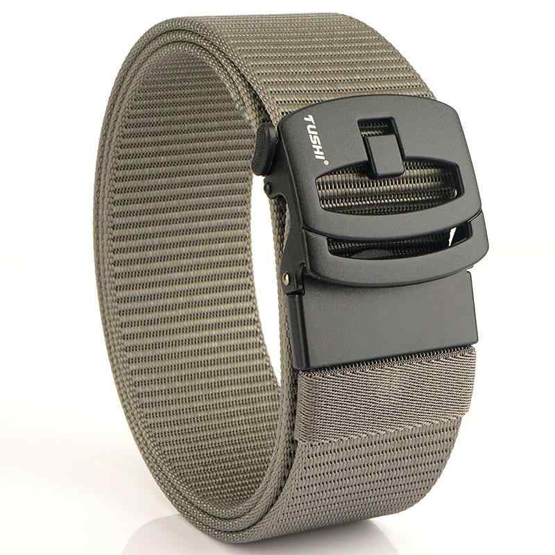 メンズ カジュアル ベルト 穴なし 38センチメートル 拡大 自動 バックル ナイロン ベルト 屋外 トレーニング 戦術 編組 ベルト デニム ベルト