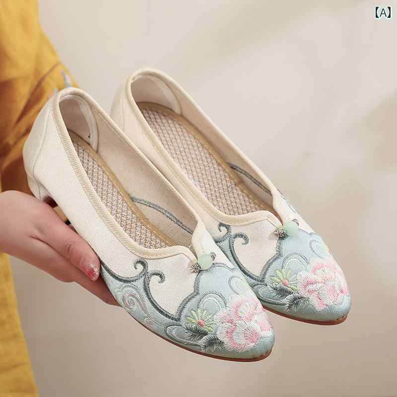 レディース パンプス エスニック おしゃれ 履きやすい 婦人靴 マザーズ 古風 布靴 女性 春 中国 スタイ..