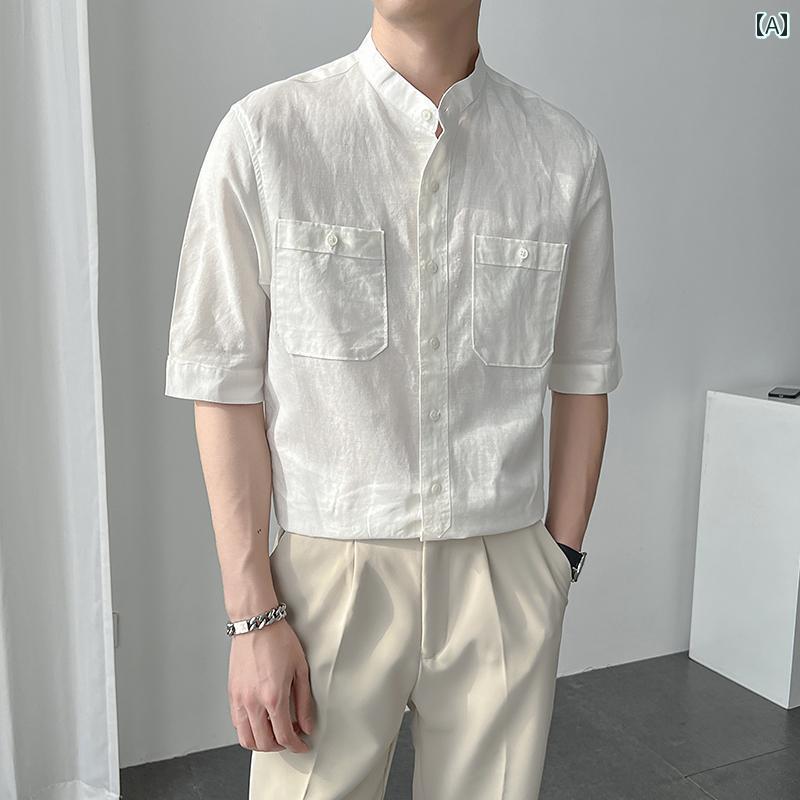 メンズ 半袖シャツ 韓国 おしゃれ アーバン シンプル 着やい スタイリッシュ 快適 ビジネス カジュアル ディナー 紳士服