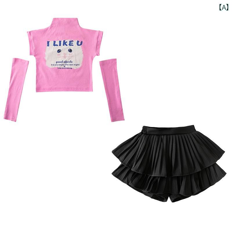 子供服 女の子 Tシャツ へそ出し ミニスカート 夏 コスチューム バンド ダンス ヒ...