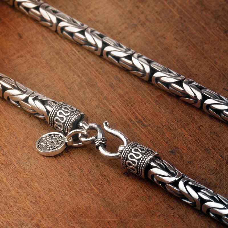 ネックレス 銀 タイ シルバー メンズ スターリング シルバー ピース 柄 レトロ 個性 メンズ メンズ 厚手 ロング ボーイフレンド ギフト