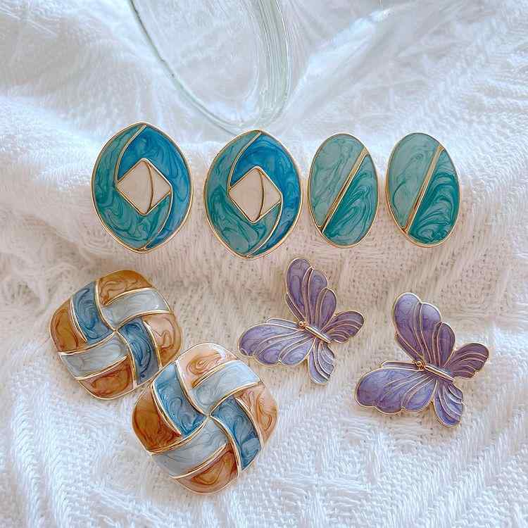 ピアス 宮殿風 マーブル 蝶 幾何学 シルバー ニードル ピアス ジオメトリック 装飾品 アクセサリー 合..